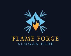 Flame Snowflake HVAC logo design