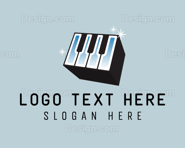 3D Piano Cube Music Logo