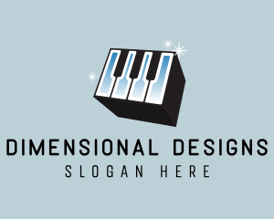 3D Piano Cube Music logo design