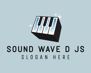 3D Piano Cube Music logo design