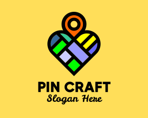 Colorful Heart Location Pin logo design