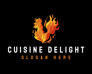 Grill Chicken Flame logo design