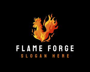 Grill Chicken Flame logo design