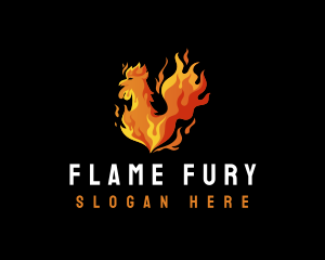 Grill Chicken Flame logo design