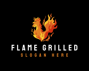 Grill Chicken Flame logo design