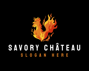 Grill Chicken Flame logo design