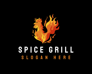 Grill Chicken Flame logo design