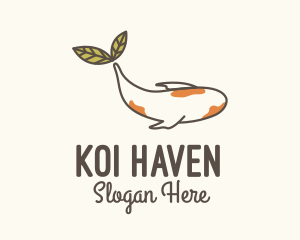 Koi Fish Leaf logo design