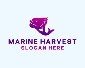 Marine Fish Swimming logo design