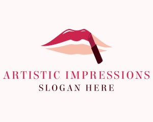 Red Shade Lipstick logo design