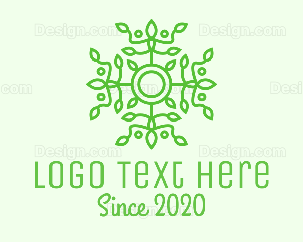 Ornamental Green Vine Wreath Logo