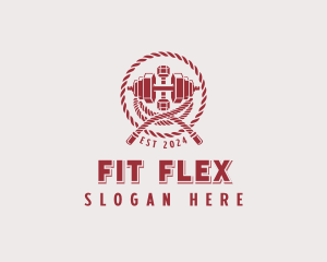 Dumbbell Rope Fitness logo design