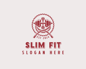 Dumbbell Rope Fitness logo design