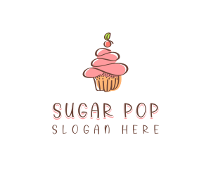 Homemade Cherry Cupcake  logo design