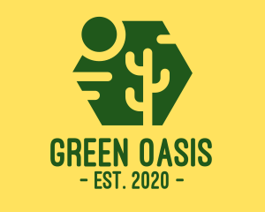Green Sun Cactus logo design