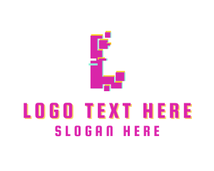 Pixel Glitch Letter L logo