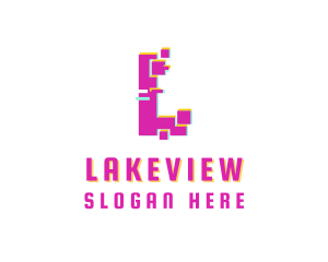 Pixel Glitch Letter L logo design