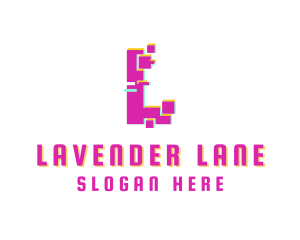 Pixel Glitch Letter L logo design