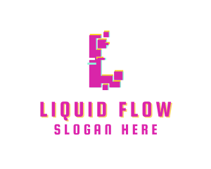 Pixel Glitch Letter L logo design