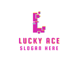 Pixel Glitch Letter L logo design