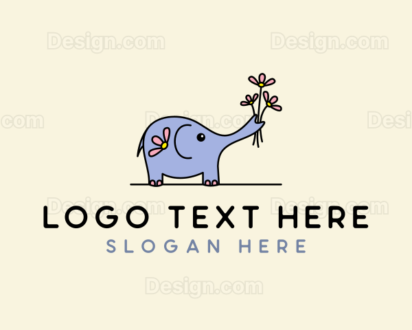 Elephant Flower Bouquet Logo