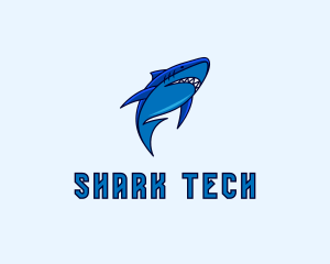 Swimming Marine Shark logo design