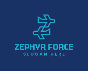 Travel Plane Airline Letter Z logo design