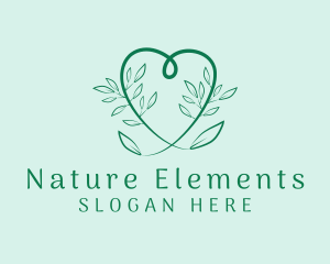 Heart Nature Leaf logo design