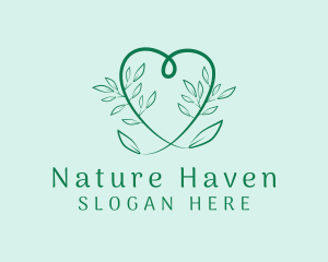 Heart Nature Leaf logo design