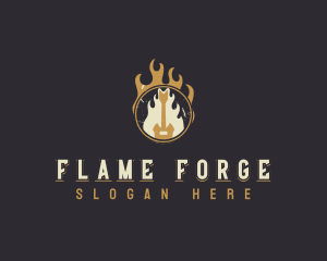 Guitar Flame Rockstar logo design