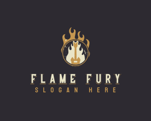 Guitar Flame Rockstar logo design