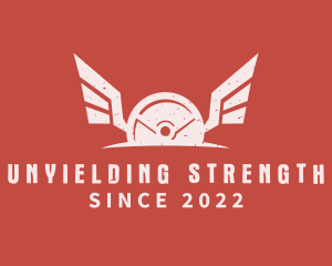 Winged Barbell Plate logo design