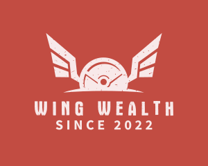 Winged Barbell Plate logo design