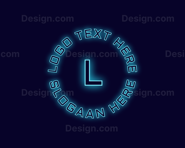 Blue Neon Badge Logo