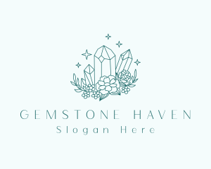 Floral Crystal Gemstone logo design