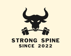 Strong Bull Barbell logo design