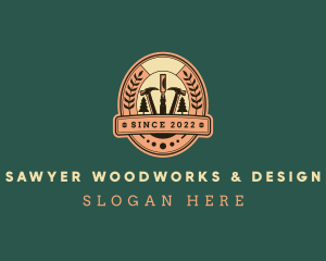 Woodwork Hammer Chisel logo design