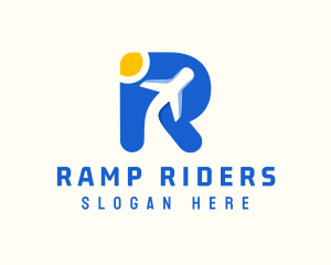 Airplane Travel Letter R logo design