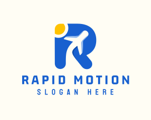 Airplane Travel Letter R logo design