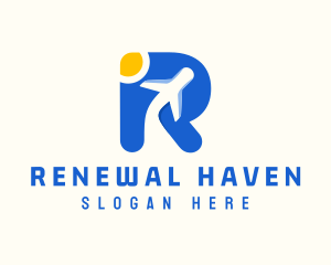 Airplane Travel Letter R logo design