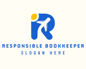 Airplane Travel Letter R logo design