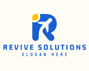 Airplane Travel Letter R logo design