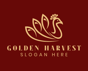 Premium Golden Peacock logo design