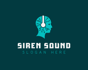 Circuit Headphones AI Sound logo design