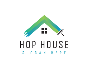 Gradient Paint Roller House logo design