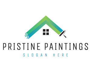 Gradient Paint Roller House logo design