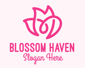 Pink Flower Loop logo design