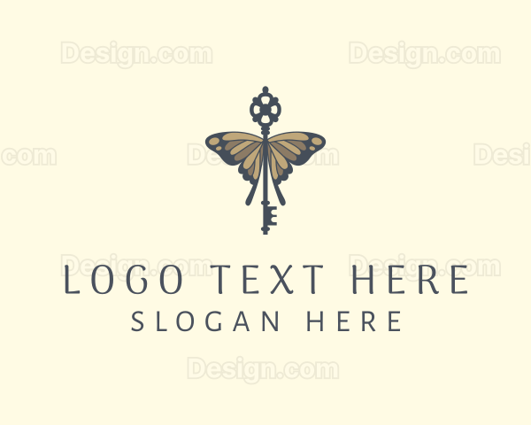 Fancy Butterfly Key Lock Logo