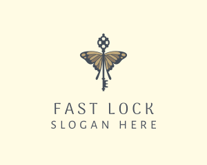 Fancy Butterfly Key Lock logo design