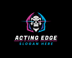 Skull Gaming Neon logo design